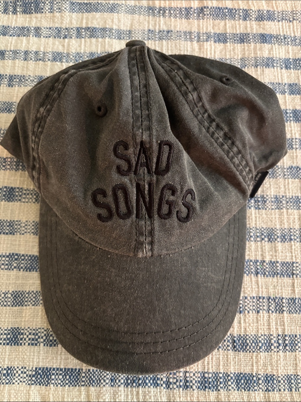 Stay Home Club washed black SAD SONGS Cotton Baseball Cap